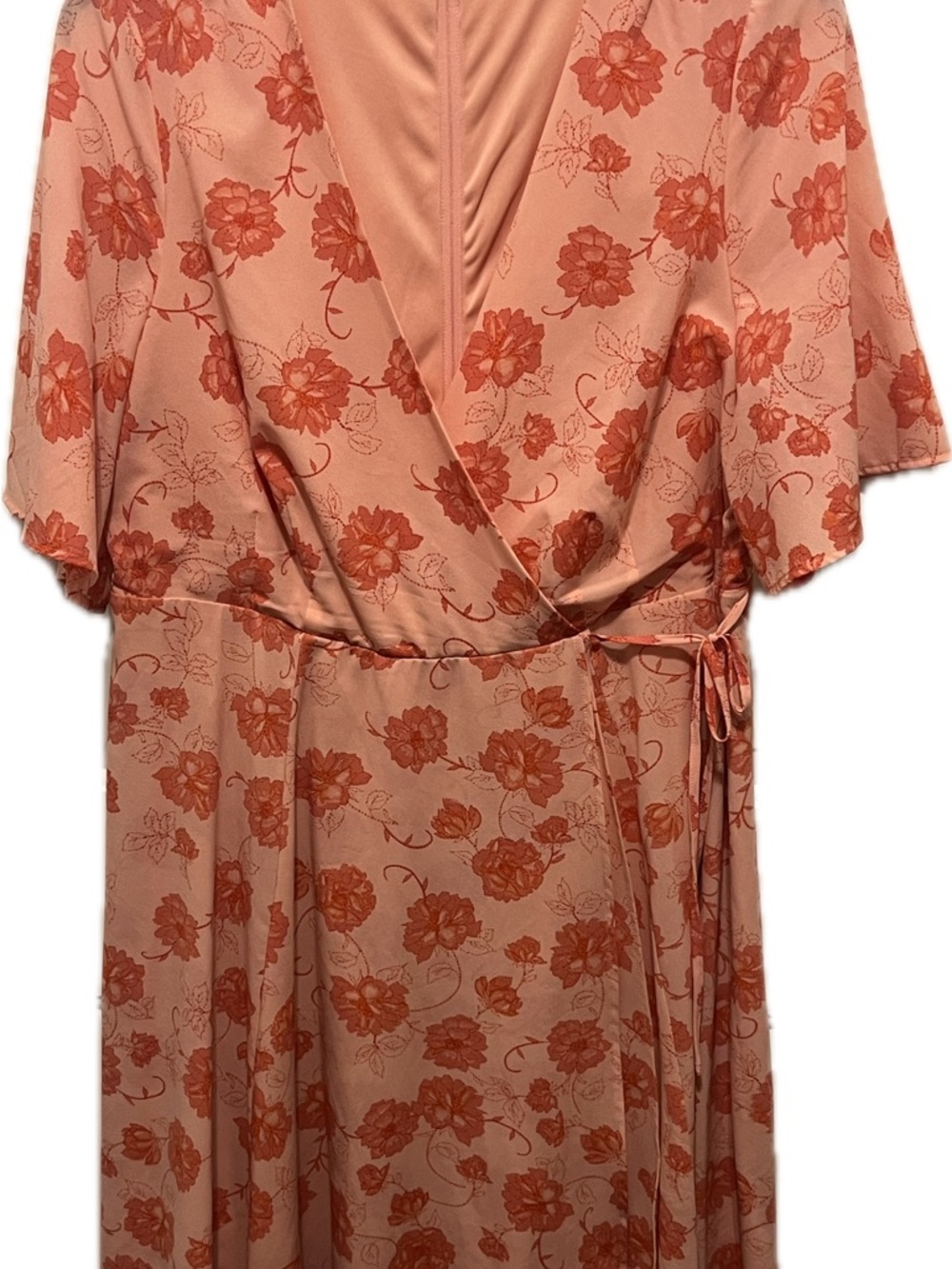 torrid Peach Floral V-Neck Dress with Coral Accents